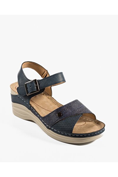 ALOGO Sandale dama cu platforma Albastre din Piele Ecologica Zugy