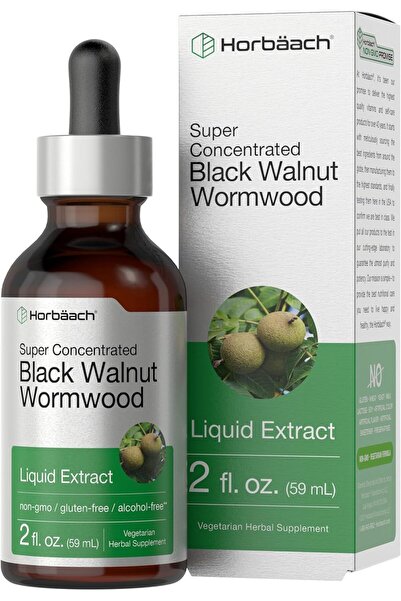 Horbäach Black Walnut Wormwood Liquid Extract | 2 oz | Alcohol Free Tincture ...