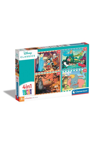 CLEMENTONI Παιδικό Παζλ 4 in 1 Super Color Disney Classic 12-16-20-24 τμχ