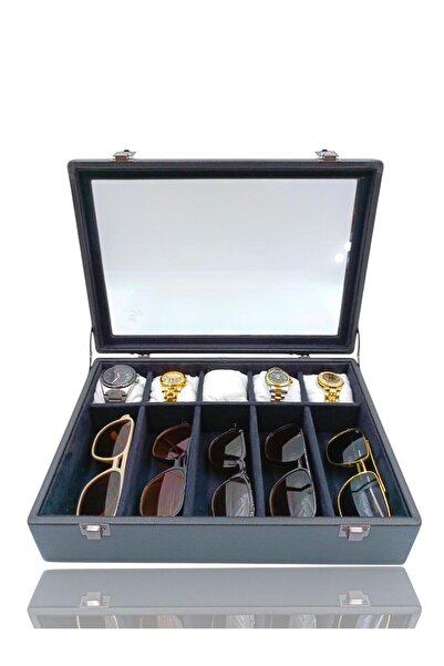 DİJİTAL ÇARŞI MAĞAZACILIK Diji 5 Glasses 5 Watch Box Watch and Glasses Bag Bl...