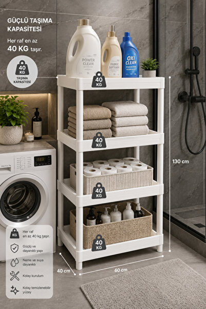 ATA HOME 4 Katlı Çok Amaçlı Banyo Dolabı Mutfak Düzenleyici Organizer Balkon ...