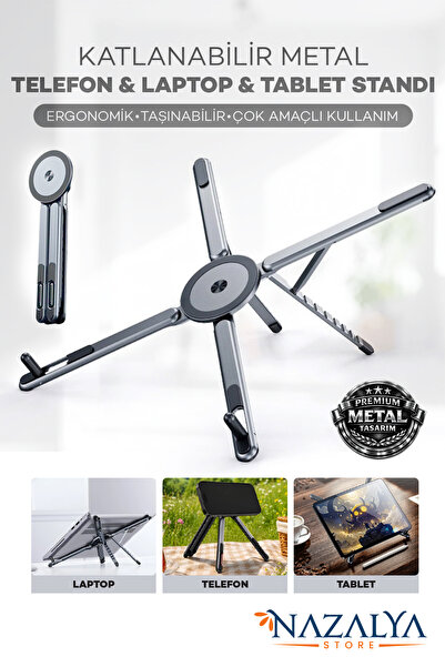 Nazalya 4'ü 1 Arada Magsafe Uyumlu Ayarlanabilir Masaüstü Laptop, Tablet, Tel...