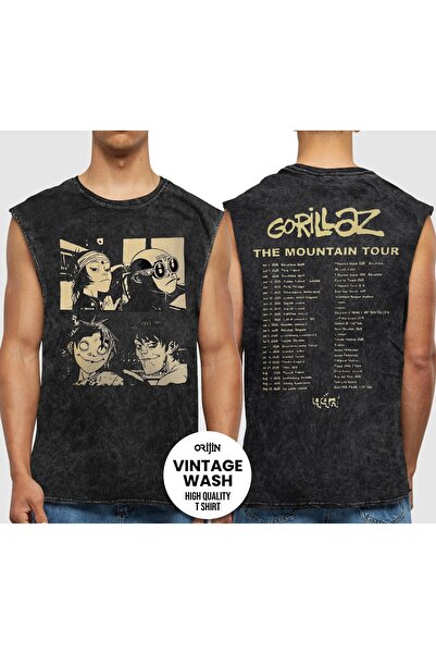 orijintex Gorillaz the Mountain Tour 2026 Front and Back Printed Unisex Washa...
