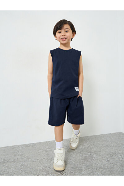 Styli Boys Navy Sleeveless T-Shirt and Shorts Set