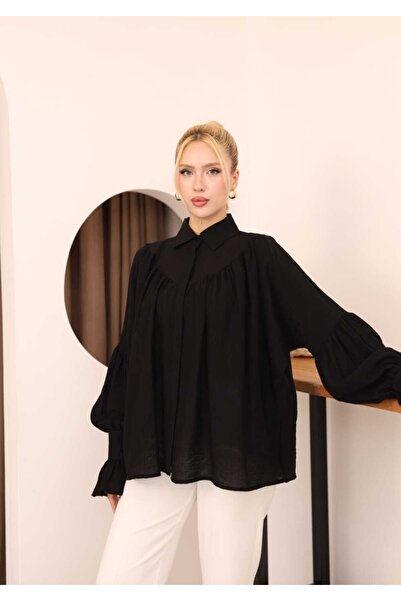 MODAELA Robadan Gathered Balloon Sleeve Casual Shirt