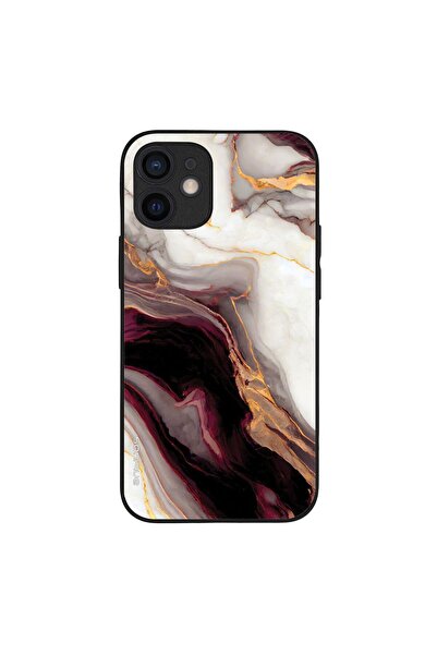 Sonique Θήκη Marble Series για Apple iPhone 12 mini Μπορντώ