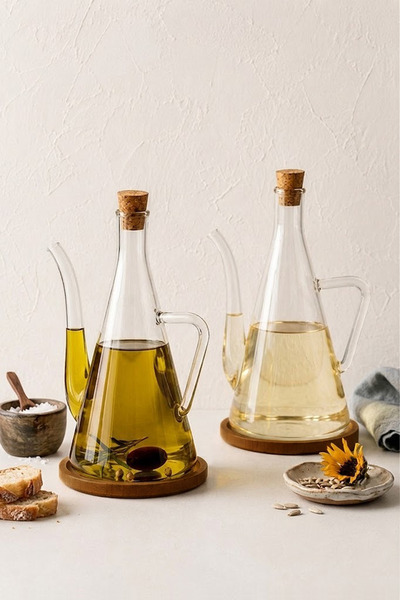 Kitchen Life 4 Parça Akasya Altlıklı Borosilikat Yağlık Sirkelik Seti 500 ml ...
