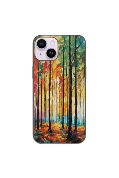 OEM Husa compatibila cu Apple iPhone 14 Silicon Gel Tpu Model Colored Forest Art