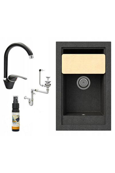Granitan Chiuveta Granit Panama 4 in 1, set cu sifon si tocator lemn