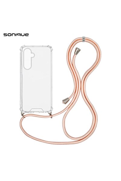Sonique Θήκη Σιλικόνης με Κορδόνι Armor Clear Samsung Galaxy S25 Plus Ροζ Σατινέ