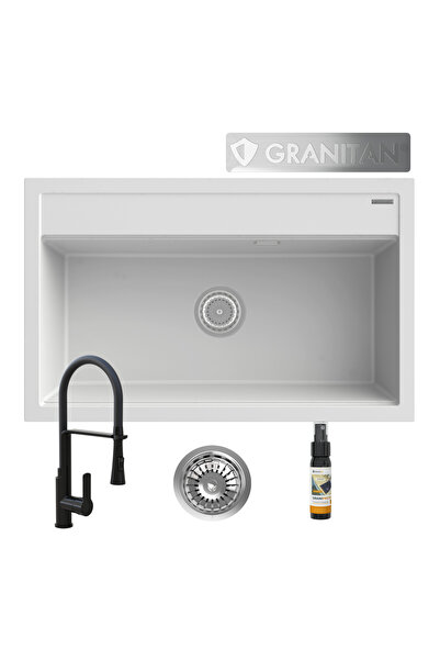 Granitan Chiuveta granit bol mare robinet negru sifon asti