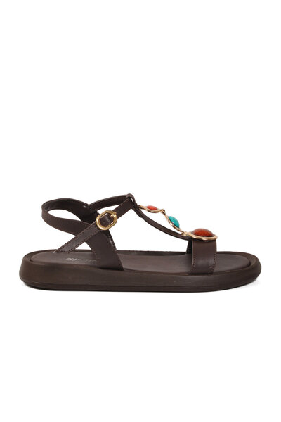 AYAKMOD Brown Light Stone-Embellished Women's Sandals 513083 Z