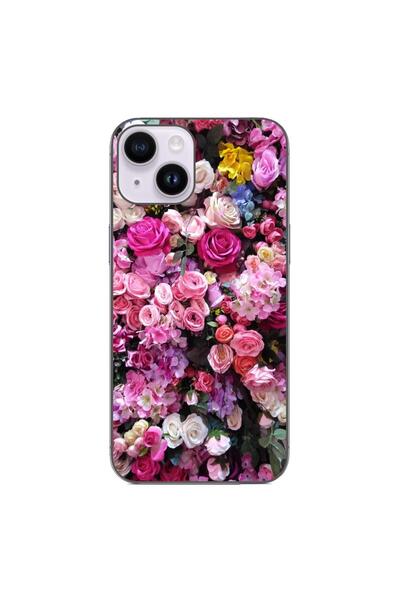 OEM Husa compatibila cu Apple iPhone 14 Silicon Gel Tpu Model Trandafiri Roz