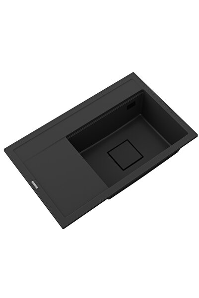 Granitan Pachet Chiuveta Granit Rendo Neagra, 810x505 mm, cu scurgere si sifo...