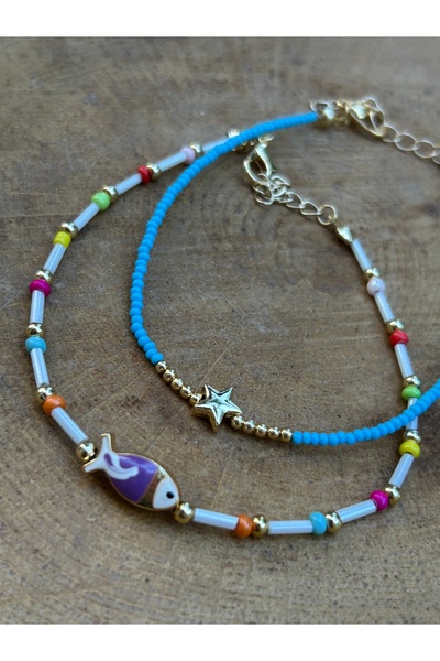 ByMerve Women's 2-Piece Set Fish Star Anklet