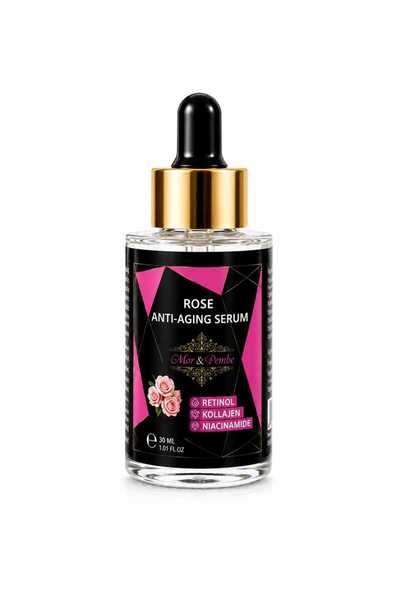MOR PEMBE Purple&Pink Rose Anti-Aging Serum, Night Care Serum with Retinol, C...