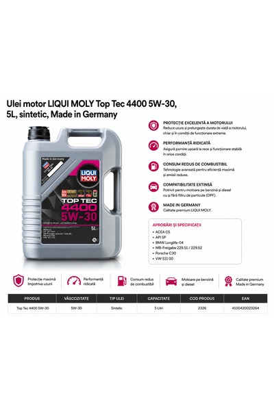 Liqui Moly Ulei de motor Top Tec 4400 5W-30, 5L