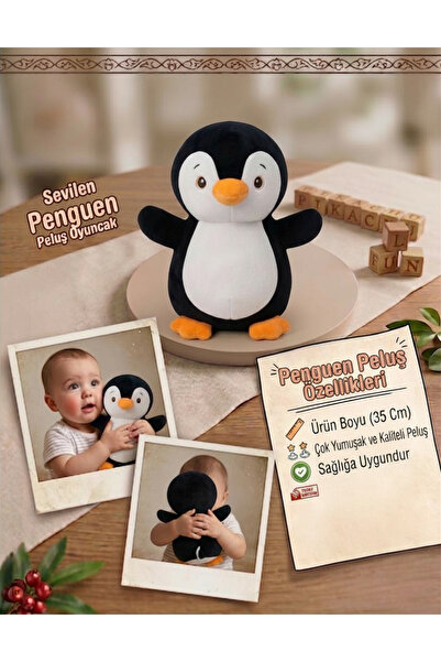 Poffy Toys Peluş Penguen Oyuncak- Uyku Arkadaşı
