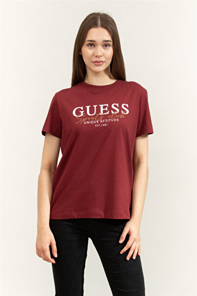 Guess Artemisia Kadın Aktif Regular Fit T-Shirt Bordo