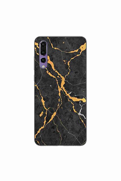 OEM Θήκη συμβατή με Huawei P20 Pro Σιλικόνης Gel TPU Μοντέλο Μαύρο Χρυσό Μάρμαρο