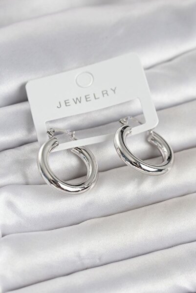 norsary Silver Color Brass Hoop 25 mm Women's Earrings