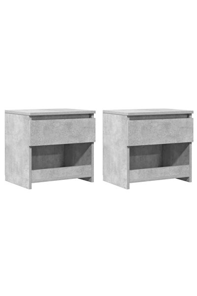 vidaxl Κομοδίνα 2 τεμ. Γκρι Σκυροδέματος 40 x 30 x 39 εκ. Επεξ. Ξύλο