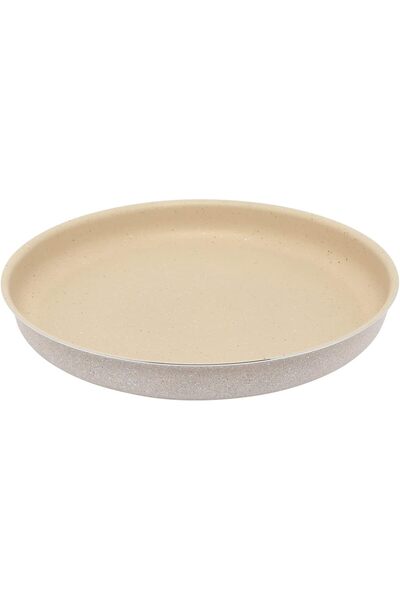 Trust Pro 38 cm Double-Coated Non-Stick Round Aluminum Tray, Cream Color