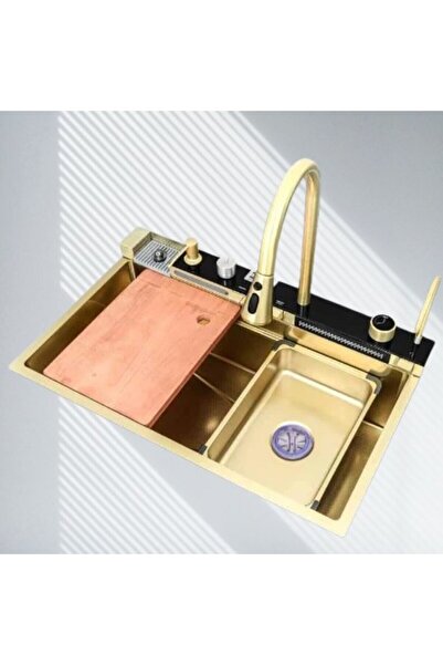 HAR & UNEX Luxury sink 75x46.50 cm. with piano mixer color: GOLD