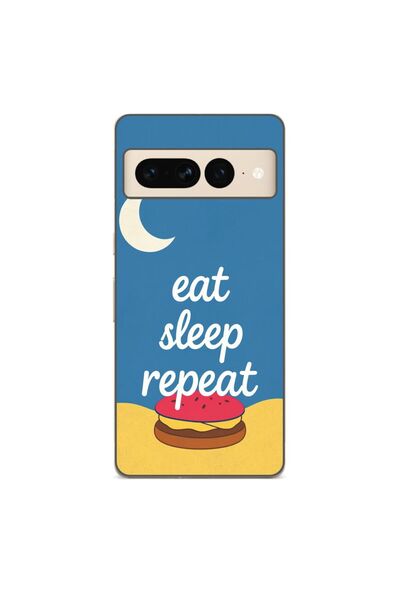 OEM Husa compatibila cu Google Pixel 8 Pro Silicon Gel Tpu Model Eat Sleep Re...