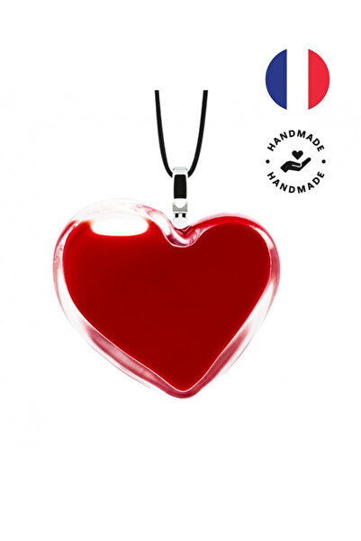 Pylones Glass Pendant - Coeur Medium Milk Red