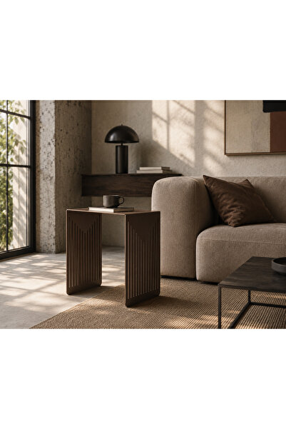 steelthesign LINEARC SERİSİ DEKORATİF KANALLI SEHPA - KAHVERENGİ