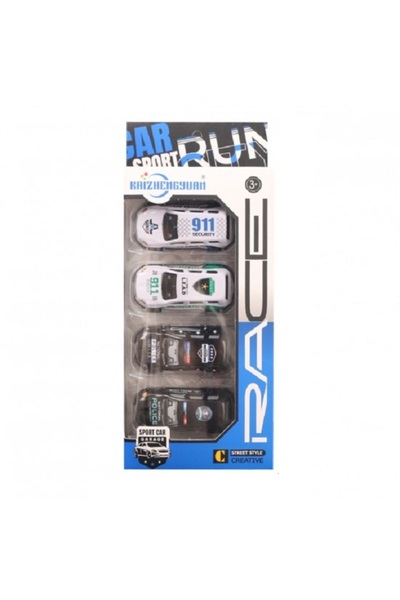 Noname Set cu 4 masini din metal, mecanism pull&minus;back , Police