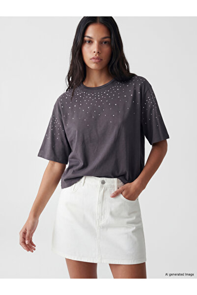 LC Waikiki Crew Neck Rhinestone Embellished Blouse