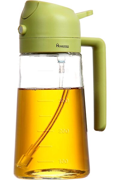 HOMEPRO موزع زيت ورشاش 2 في 1، زجاجة خضراء سعة 470 مل للمطبخ - رشاش زيت طهي غ...