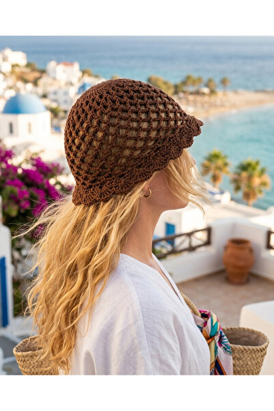 PERFECT El Yapımı File Örgü Bere Şapka Bandana Bucket Şapka