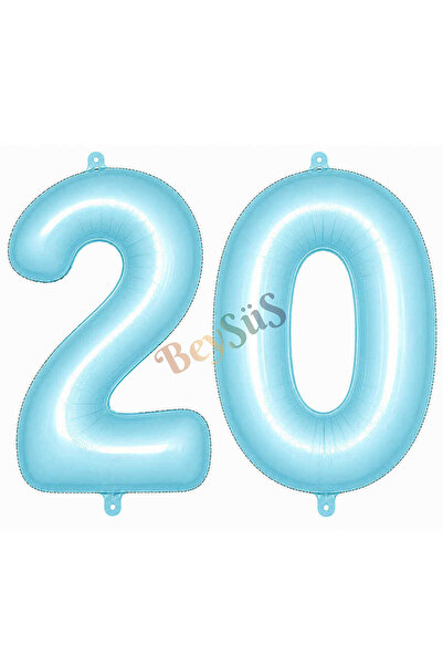 BeySüS 20 بالون فويلو على شكل أرقام باللون الأزرق (76 سم)