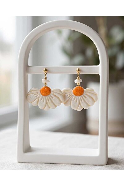 Dodemert Home White Gold Bloom Daisy Series Dangle Polymer Clay & Epoxy Handm...