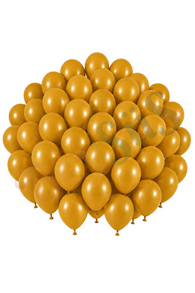 BeySüS Turmeric Color Latex Retro Balloon (30 cm) - 50 Pieces