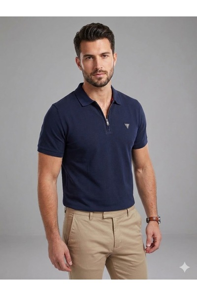 Guess Erkek Fermuarlı Polo Yaka Kısa Kollu T-Shirt M4YR00Z3DM0