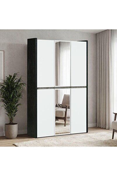 Danube Home Diamond 3 Doors Wardrobe With Mirror | Sturdy Closet Clothes Stor...