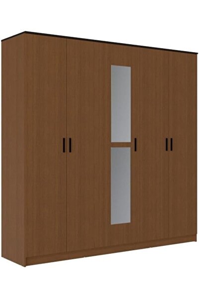 Danube Home Pera 5 Door Wardrobe With Mirror | Sturdy Closet Clothes Storage ...