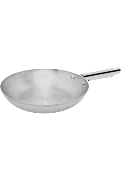 Bester Stainless Steel Frying Pan, 32 cm, Silver, Comfortable Silicone Handle...