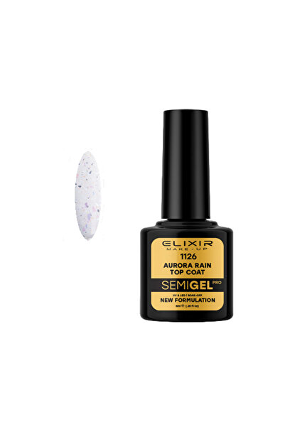 Elixir SEMI GEL (ΗΜΙΜΟΝΙΜΟ ΒΕΡΝΙΚΙ) -1126 (AURORA RAIN TOP COAT NO WIPE) 8ML