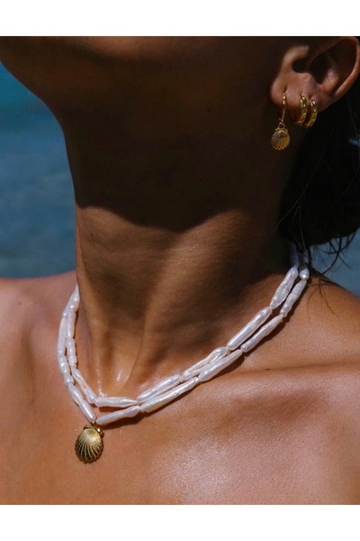 VİOLET ACCESSORİES MİDYE DETAY İNCİ KOLYE