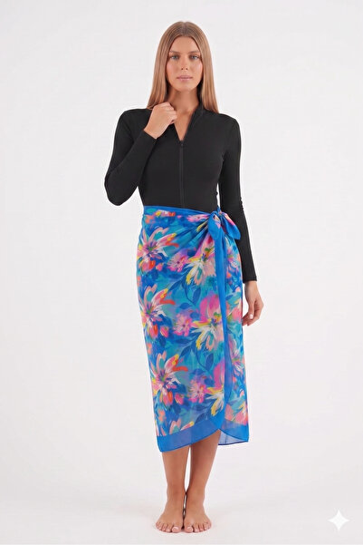 segiza Long Sleeve Zippered Pareo Swimsuit