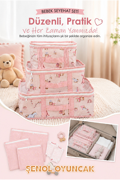 Baby Travel Set 6-Pack Organizer Set with Pattern Mother Baby Bag
