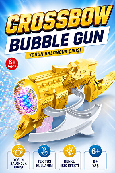 YILDIRIM OYUNCAK Pilli Işıklı Crossbow Bubble Gun 10 Delikli Baloncuk Tabanca...