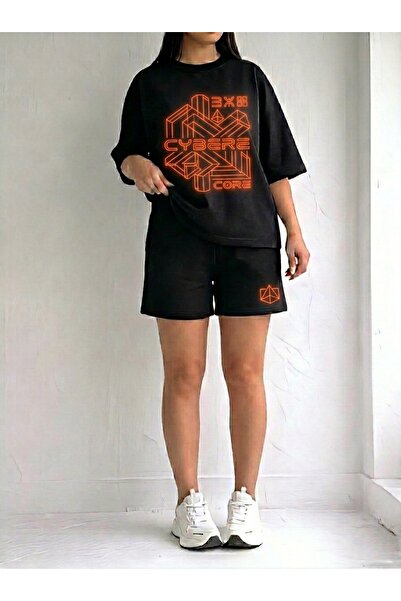 EFFRENATU Women's Oversize Avo Basic T-Shirt and Wide Leg Sweatpants Set |   ...