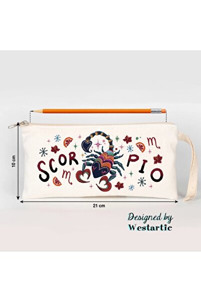 westartic Scorpio Akrep Burcu Özel Tasarım Burç Kumaş Kalem Kutusu Kalemlik M...