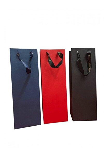 OEM Gift Bags For Bottles Solid Color 12/ Top Bottom Set 355-9 Red